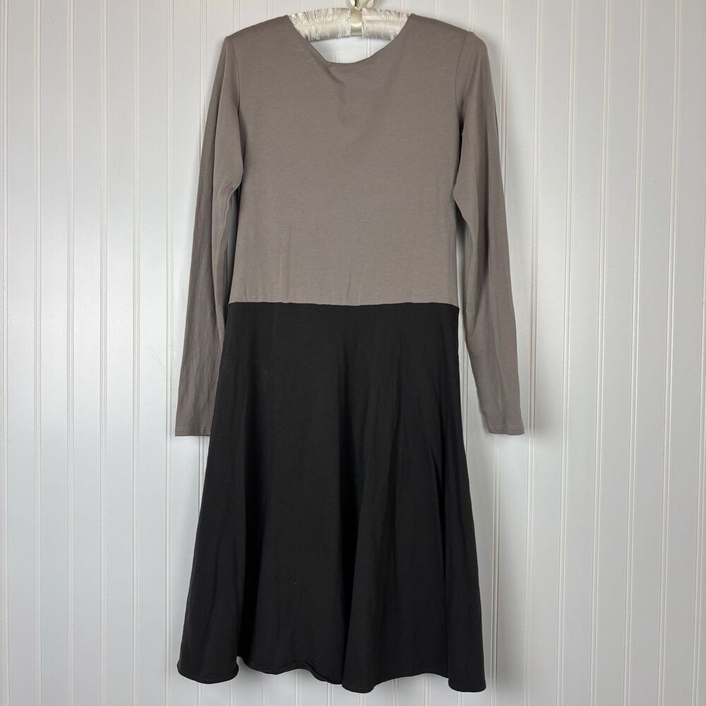 Maggie’s Organics Black Gray Dress Sz M V-Neck Organic Cotton Workwear Capsule - Picture 2 of 10